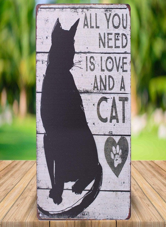 SUMIK All You Need is Love and a Cat, Metal Tin Sign, Vintage Art Poster Plaque Home Wall Decor - Image 2